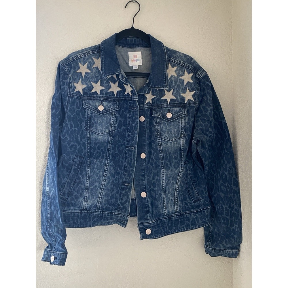 LuLaRoe Women's Leopard Print Embroidered Jean Jacket XL Excellent Condition